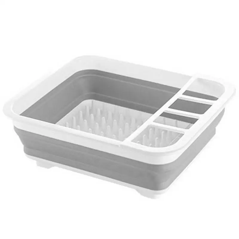 

Tableware Drain Rack Foldable Dish Soap Organizer With 4 Compartments Kitchen Drying Dish Rack For Kitchen Counter Sink Spoon