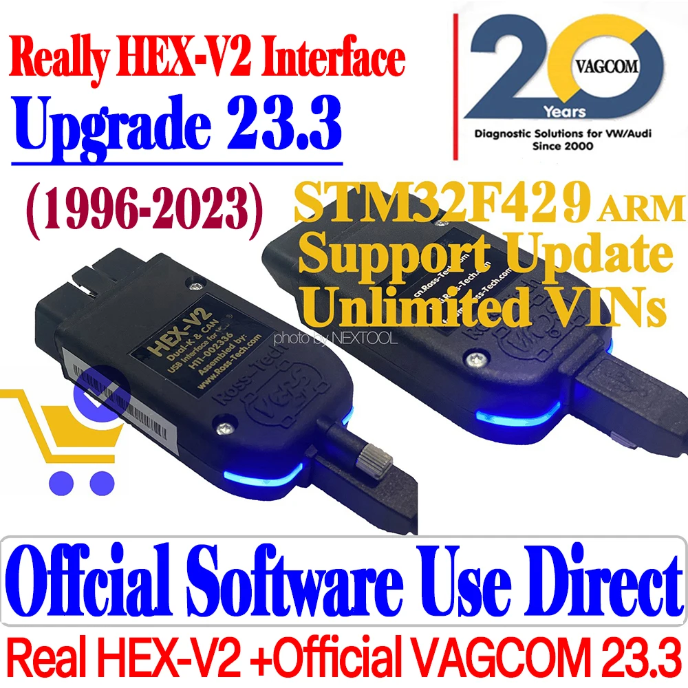 

Real V2 ST429 VCDS OEM 1:1 VagCom VAG COM HEX-V2 For VW-AUDi Cars 1996-2023 Years OBDII Autocom Diagnostic Scan Full Functions