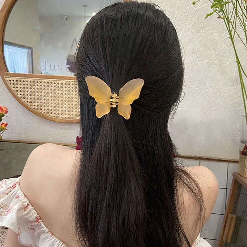 

Fashion Transparent Matt Butterfly Hair Claw Clips Women Girls Sweet Solid Hair Clamps Barrettes Ponytail Holder Hair Accessorie