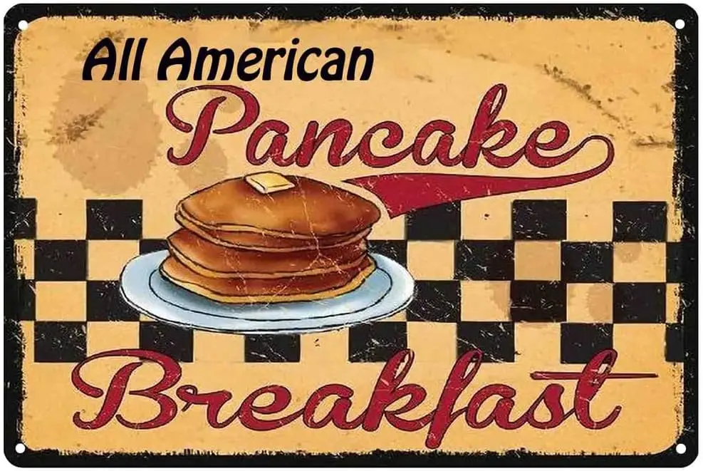 Таблички на завтрак для блинов, Настенный декор, металлическая вывеска, наружные Ретро жестяные вывески для кухни, дома, ресторана, супермаркет, 8x12 дюймов