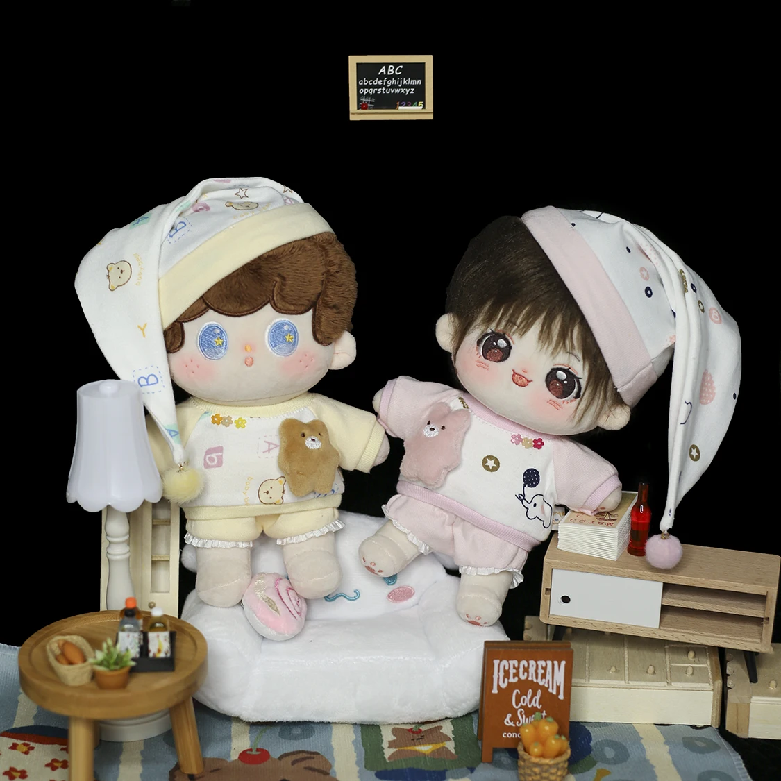 

Kawaii Pajamas Top Pants Hat Suit Clothes Outfit For Cotton 20cm Doll Toys Change Clothing Cosplay Cute Body Accessories Gift