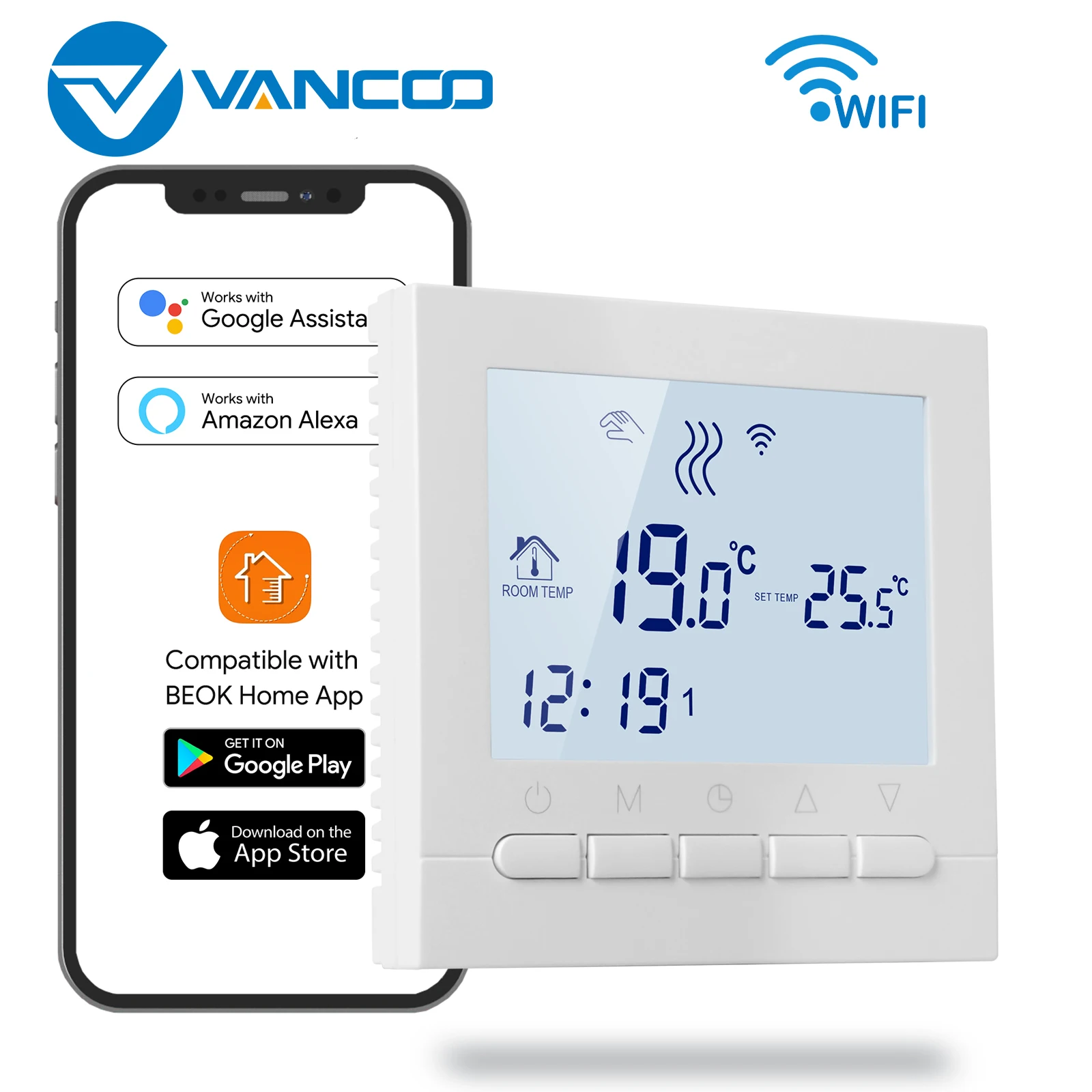 

Термостат для газового котла Vancoo, программируемый, Wi-Fi, 220 В