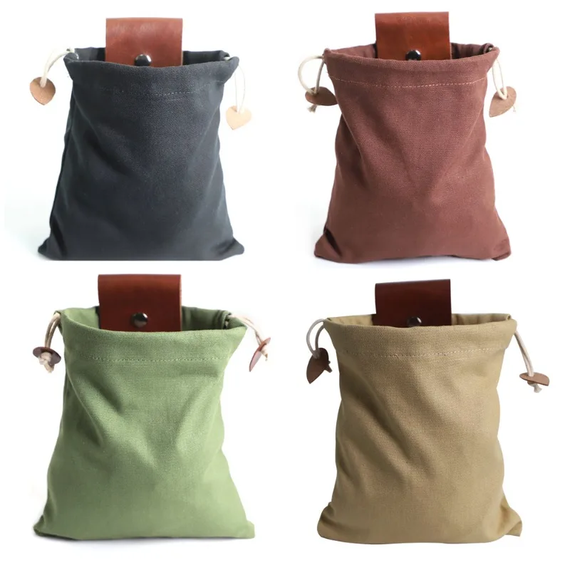 

Leather and Canvas Foraging Bag Pouch Storage Bags Easy Looping Around Belts Bags for Camping Hiking