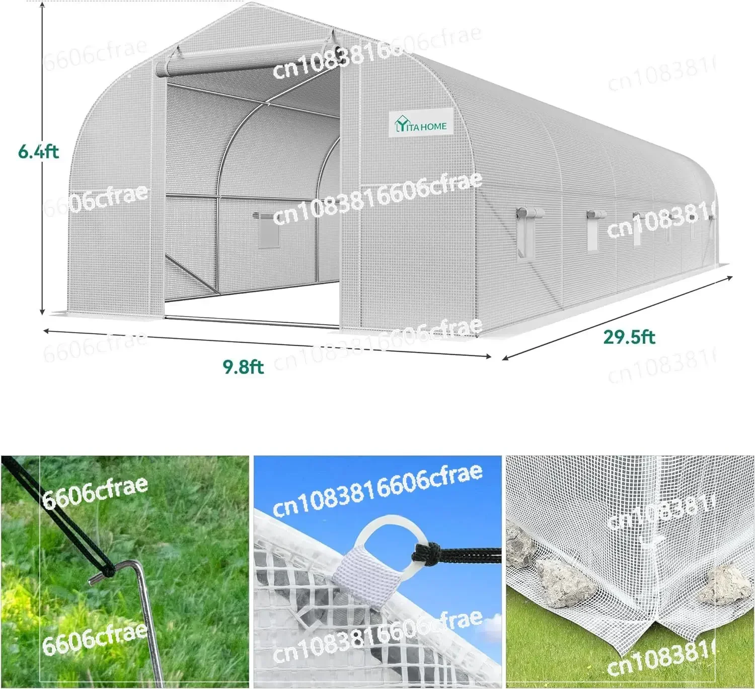 Зеленый дом 30x10x6 5 футов сверхмощная большая туннельная теплица уличная прогулка
