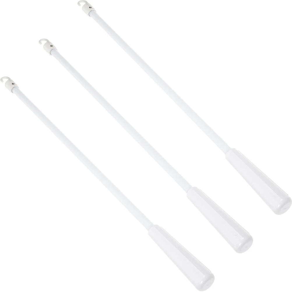 

3 Pcs Hooks Curtain Rods Window Blind Tilt Wand White Curtains Stick Sheer Transparent Wands Pull Pole Home Accessories