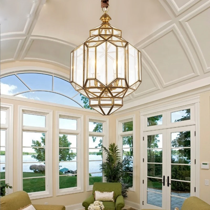 

Glass chandelier suitable for indoor and outdoor Copper cage pendant light ETL891176