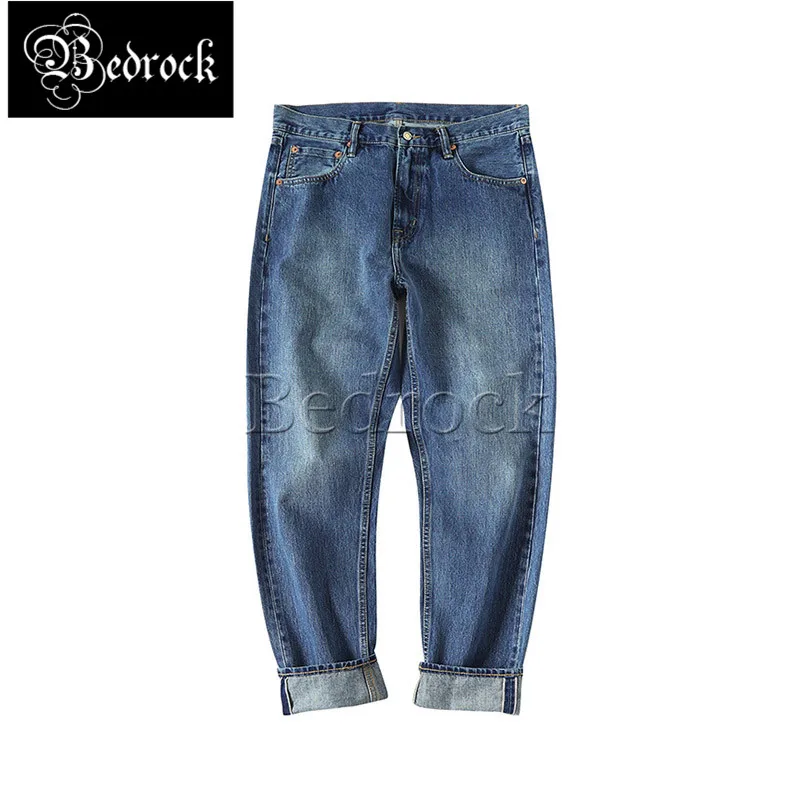 MBBCAR 14.5oz high-end blue retro crafts one washed straight selvedge jeans Amekaji red line denim pencil trousers for men 7382