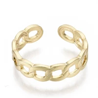 5pcs brass cuff finger rings open rings nickel free curb chain shape real 18k gold plated us size 616 5mm