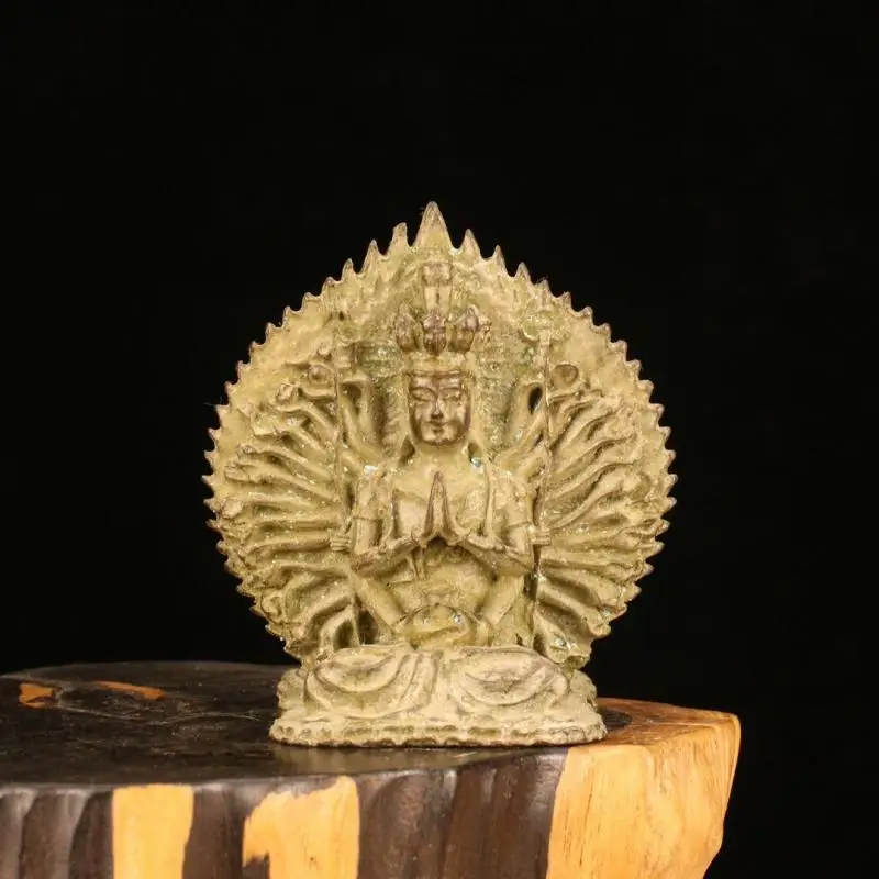 

Collect China Tibet Buddhism Purple Copper Sitting Posture Two-Sided Thousand-Hand Bodhisattva Decorative Crafts