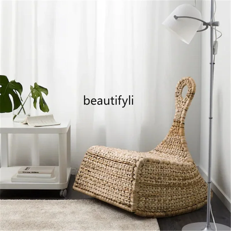 

zqRocking Chair Single Sofa Armchair Banana Fiber Leisure Chair Rocking Chair Nordic Style