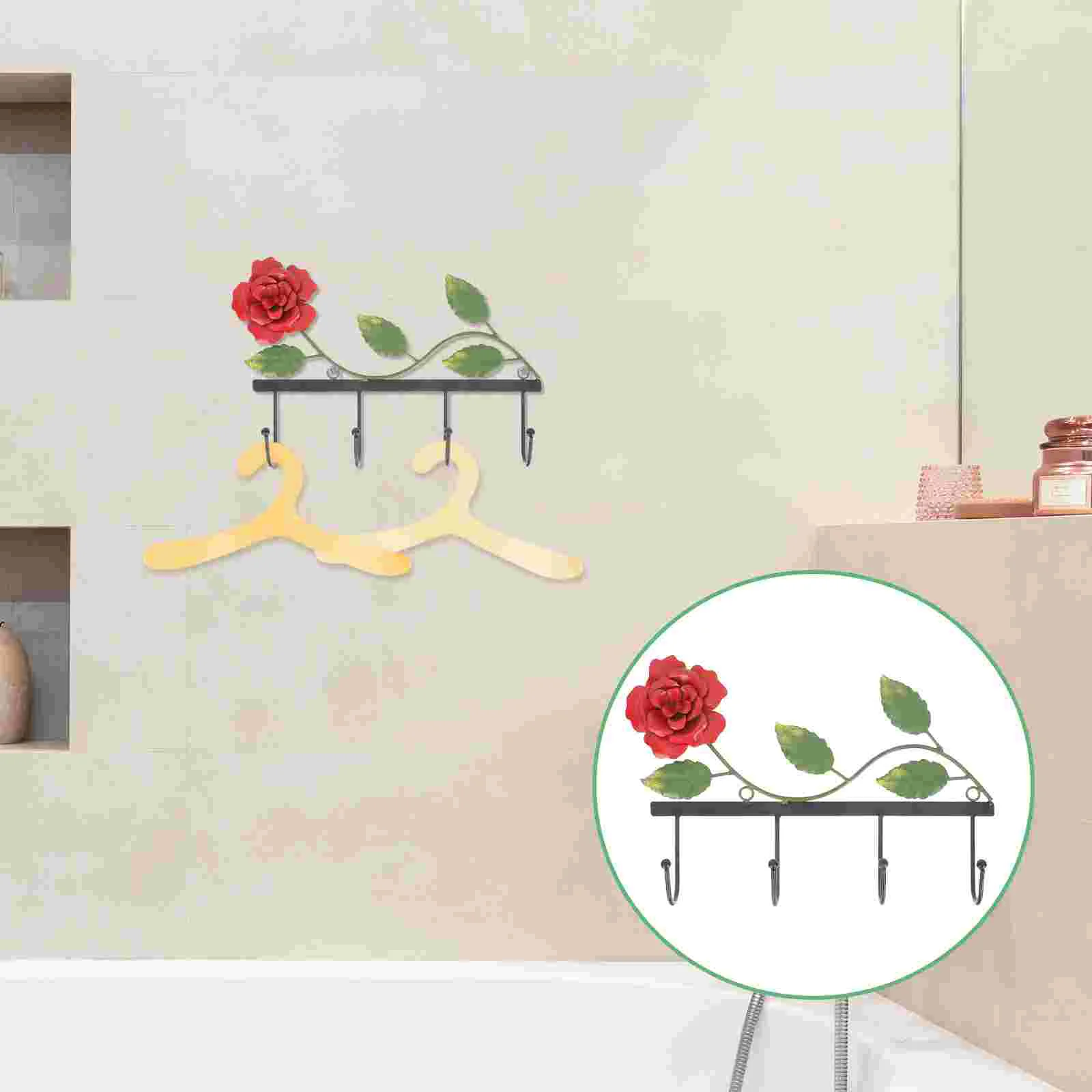 

Iron Rose Hook Rustic Stand Wall Hanging Hooks Coat Holder Hat Hanger Home Supplies Child Clothes Wall-mounted Garden