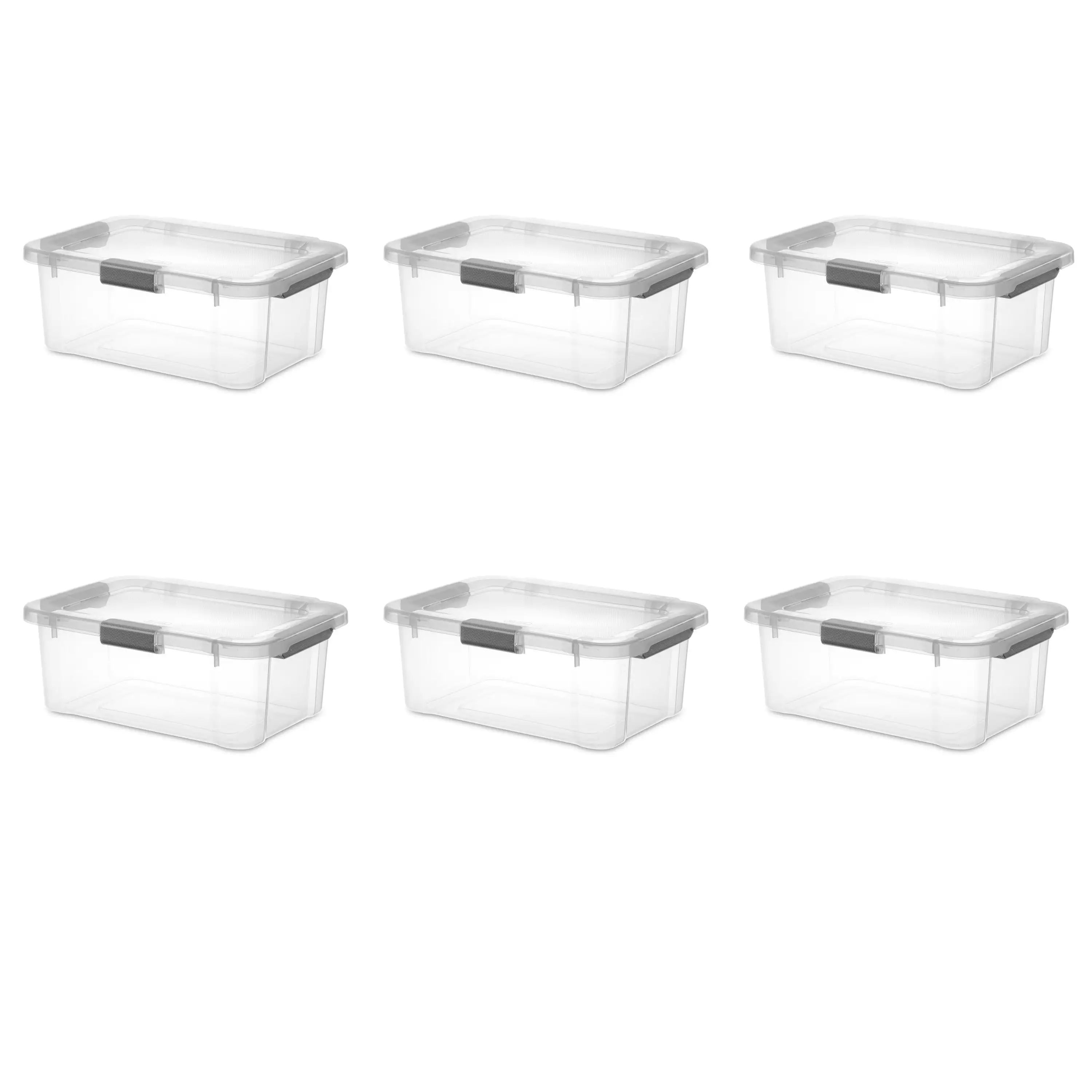 

20 Qt HingeLID Storage Box Plastic, Flat Gray, Set of 6