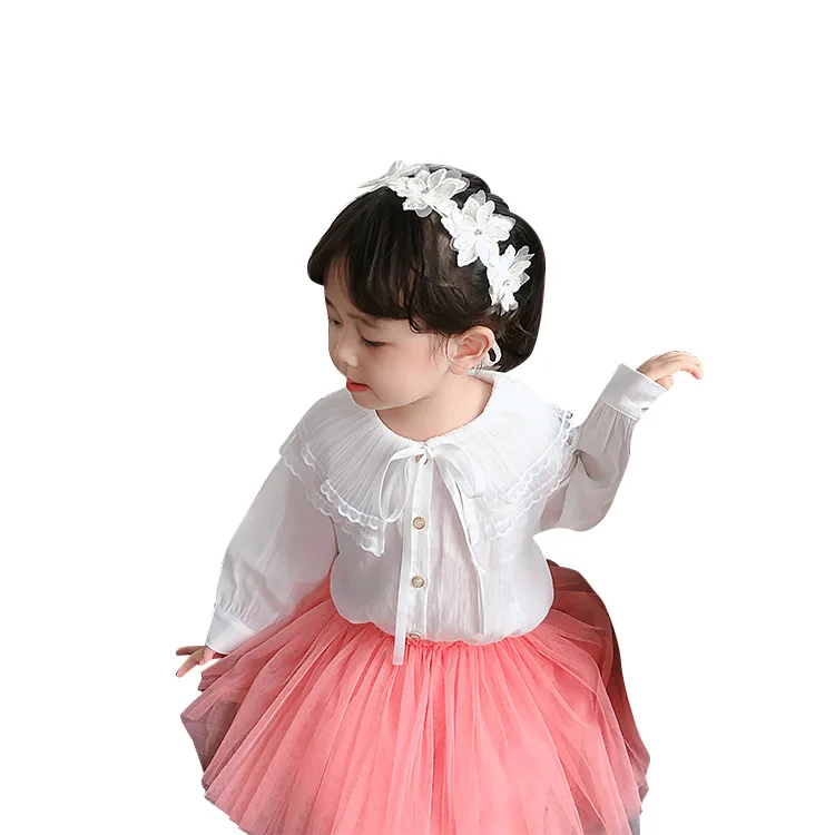 

Spring and Autumn New Korean Children's Clothing Girls Solid Color Casual Cool Shirts