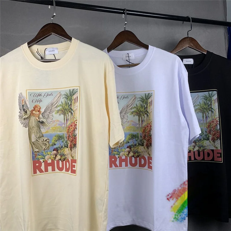 

2023ss Rhude T-shirt Men Women Rhude Tee Vintage Tops Oversize Short Sleeve
