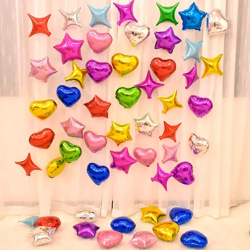 

10inch heart foil Balloons five pointed star helium Globos birthday party wedding decoration Kids toy Inflated Balls