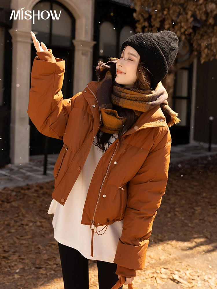 

MISHOW Short Down Jacket for Women Winter 2022 Loose Office Lady Thickened Warm White Duck Down Coats Female Clothing MXB43Y0103
