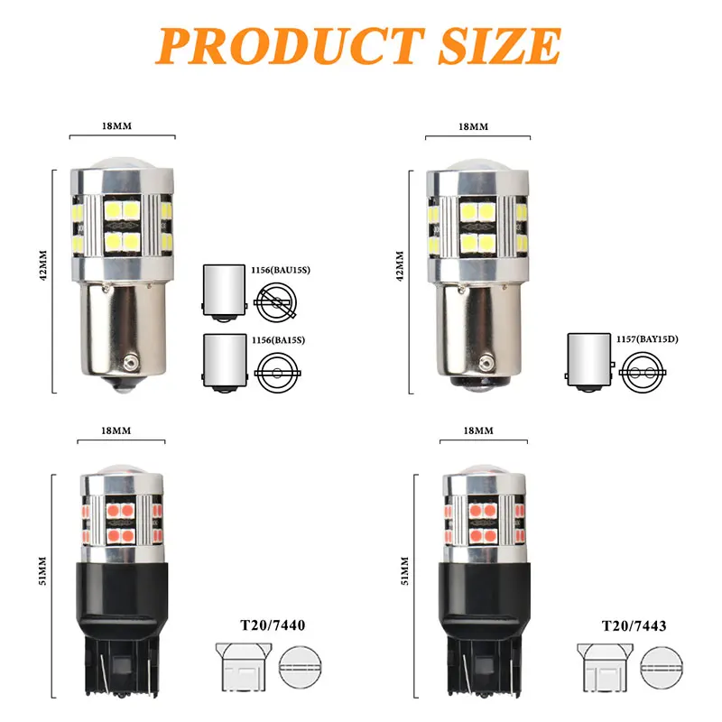 Фонарь заднего хода для дневных ходовых огней 7440 дюйма 1156 T20