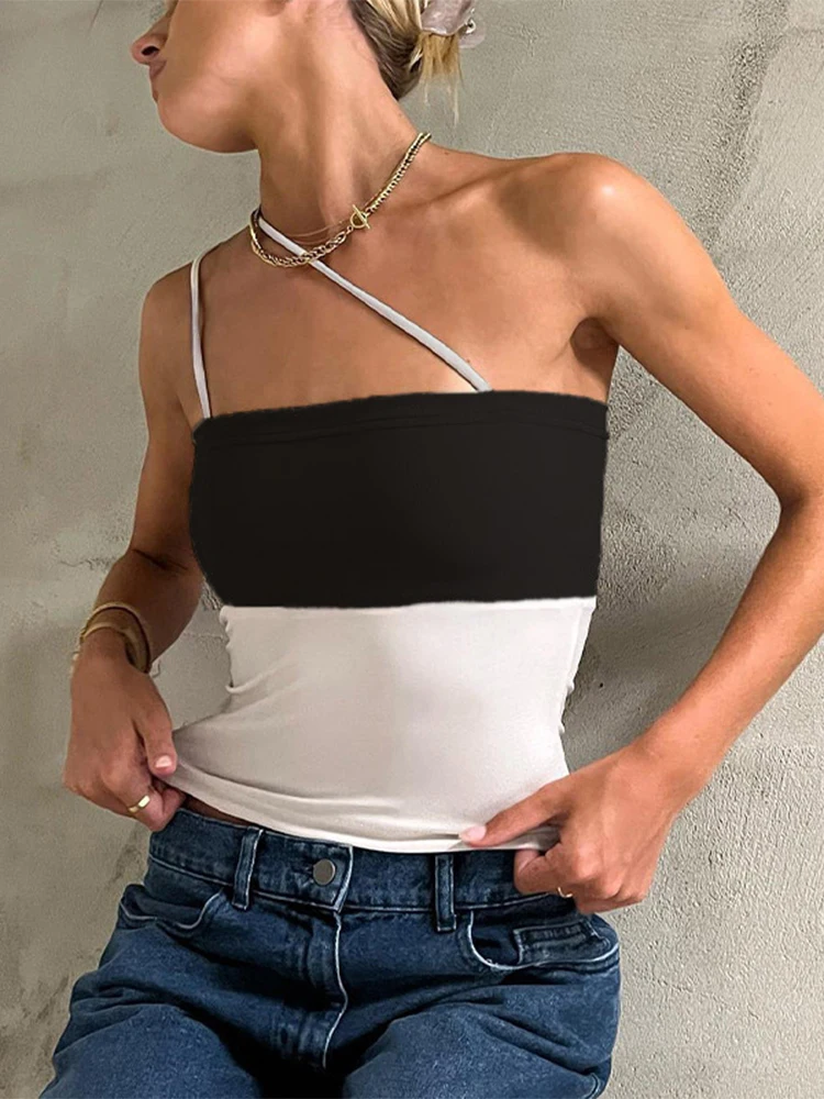 

Женский короткий топ на двойных подтяжках, облегающие уличные сексуальные мини-топы с прострочкой на плечах, весна-лето 2022