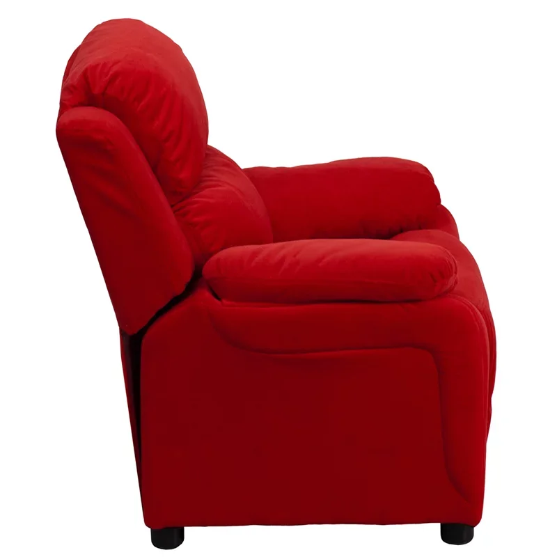 

Charlie Microfiber Kids Recliner with Storage Arms, Red