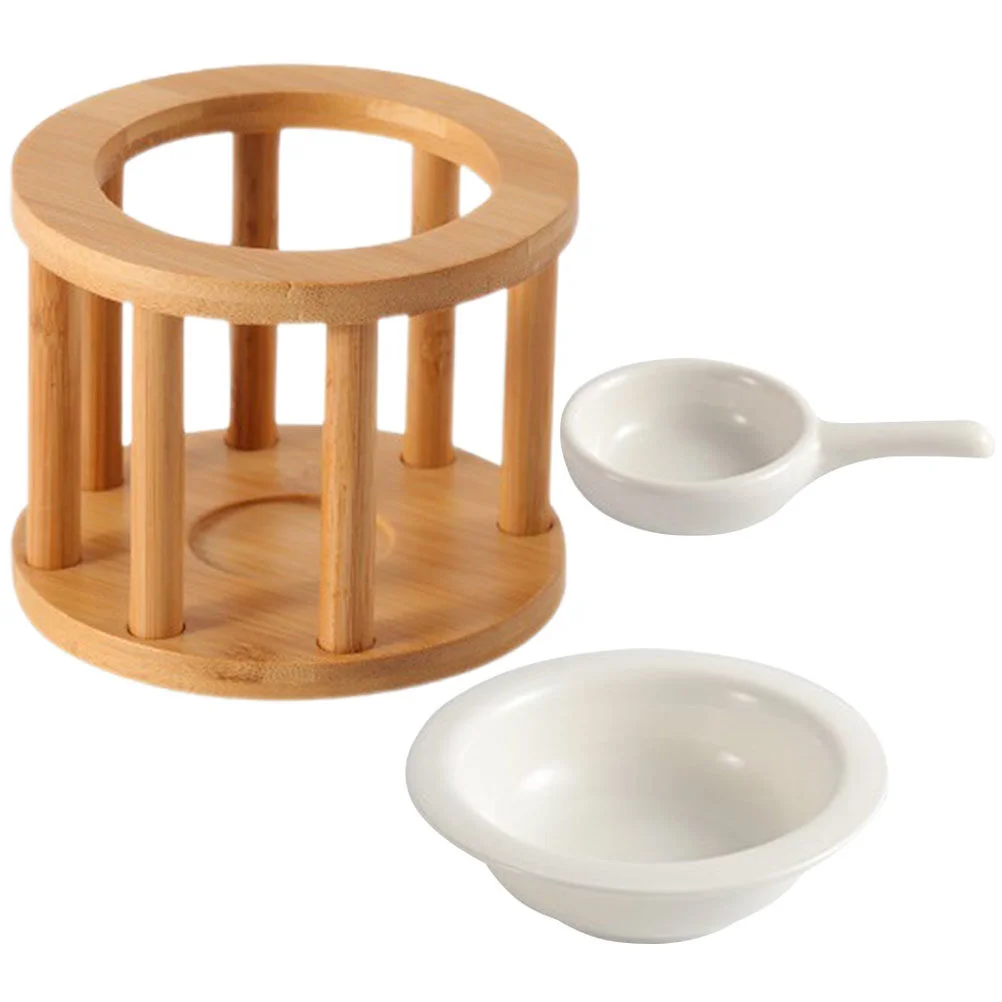 

Warm Tea Wax Melt Warmer Ceramic Aroma Burner Decorative Bamboo Essential Oil Diffuser Cone Holder