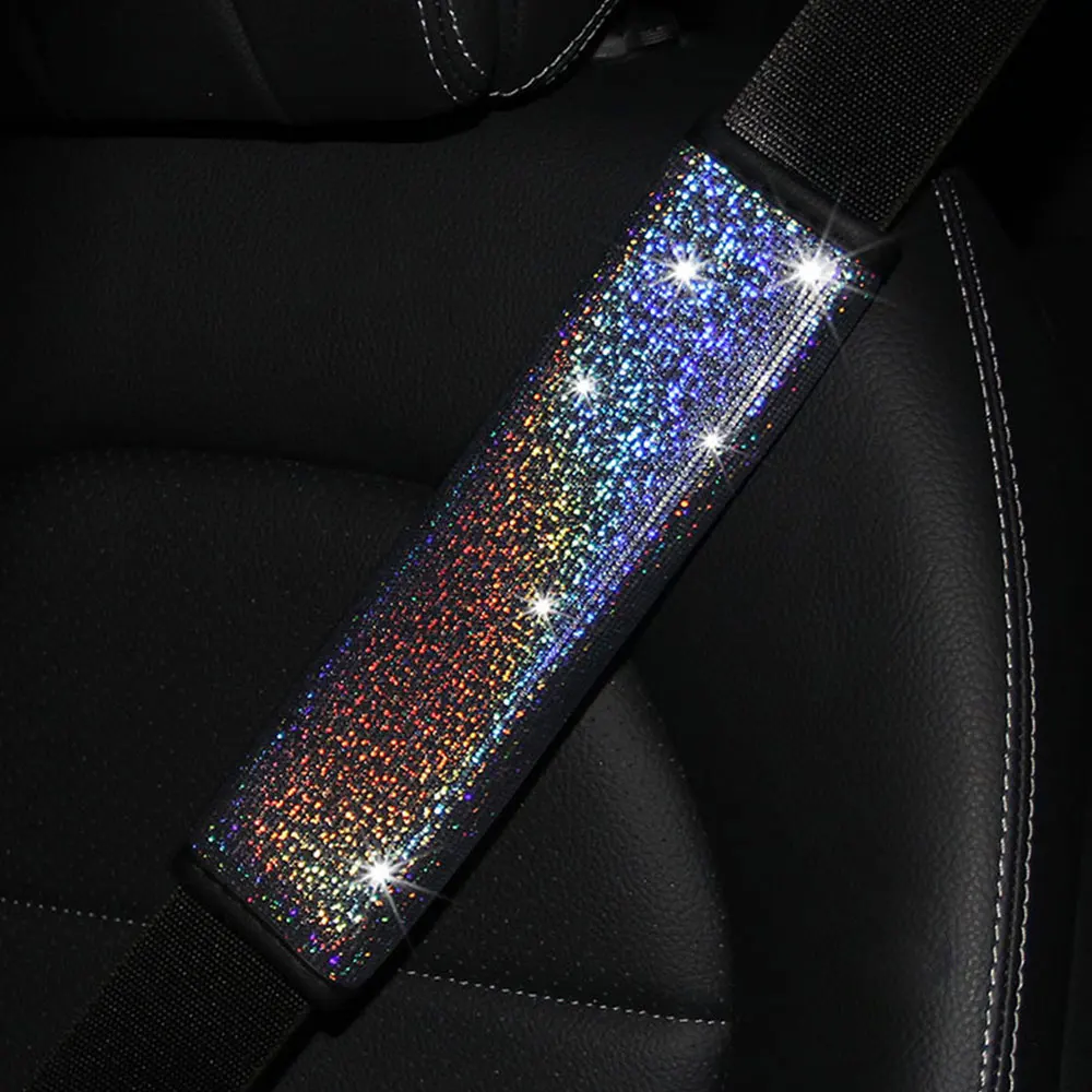 

2PCS Universal Car Accessories Bling Plush Seat Belt Cover Sticker Decorate Shoulder Strap Harness Pads For Car Bag Car Styling