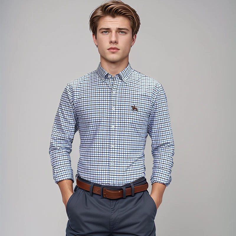Новые оксфорды из 100% хлопка мужские полосатые рубашки в клетку мужская деловая