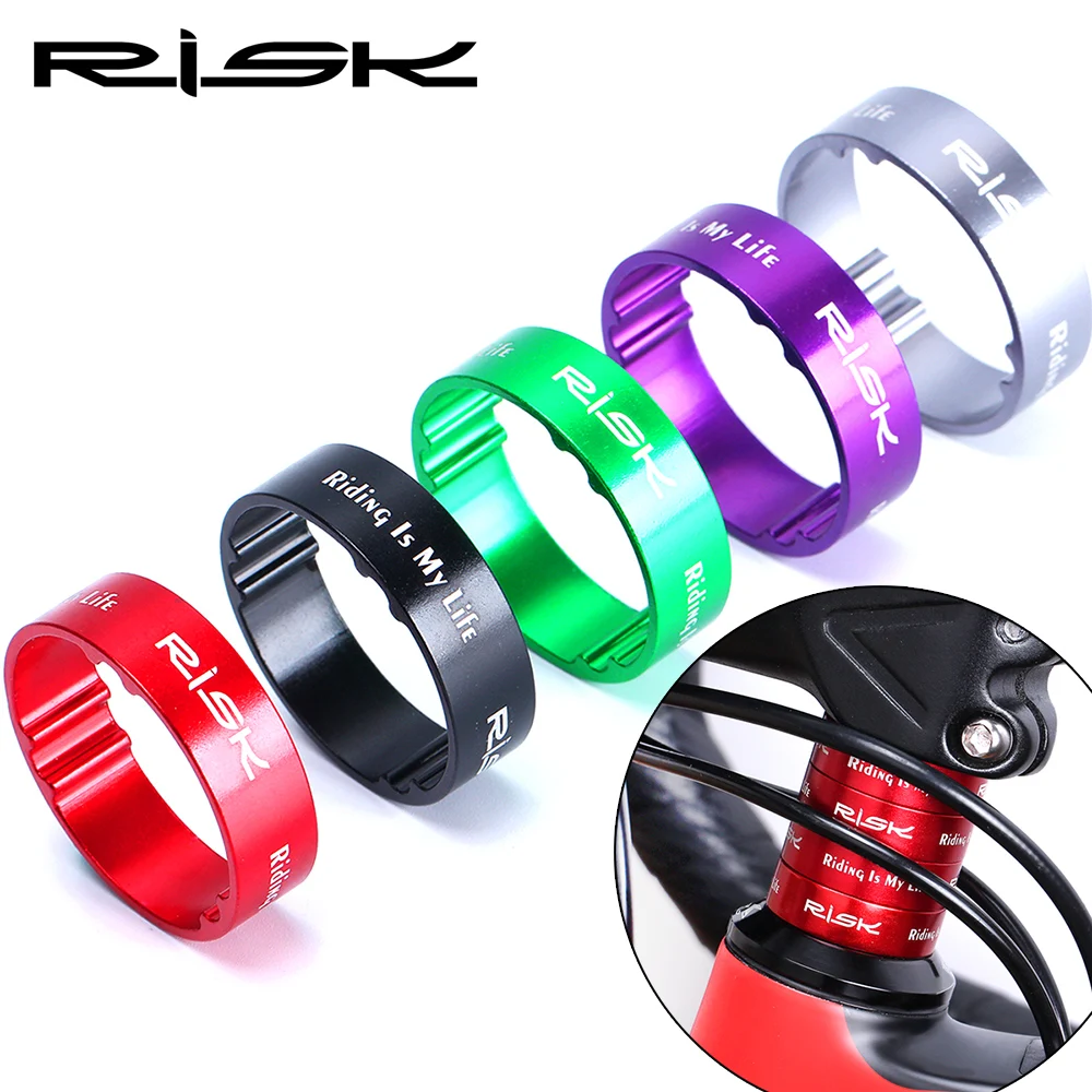 

RISK 5/10mm Bicycle Headset Spacers Aluminum MTB Road Bike Front Fork Adjustment Washer 1-1/8" 28.6mm Handlebar Stem Accessories