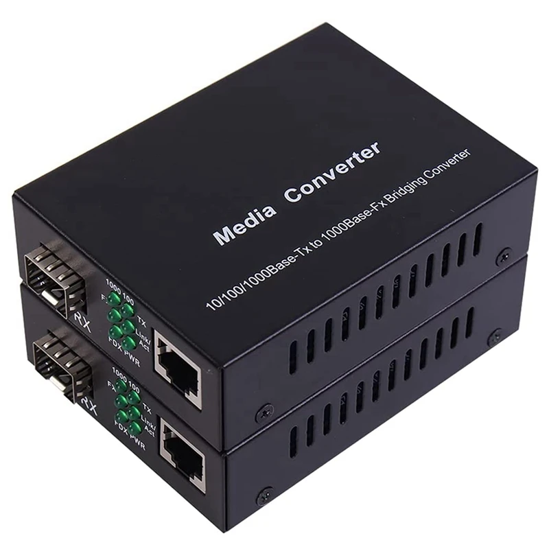 

Hot 1 Pair Of 1.25G Gigabit Ethernet Fiber Media Converters With SFP LC Single Core Transceiver Module, Single-Mode LC