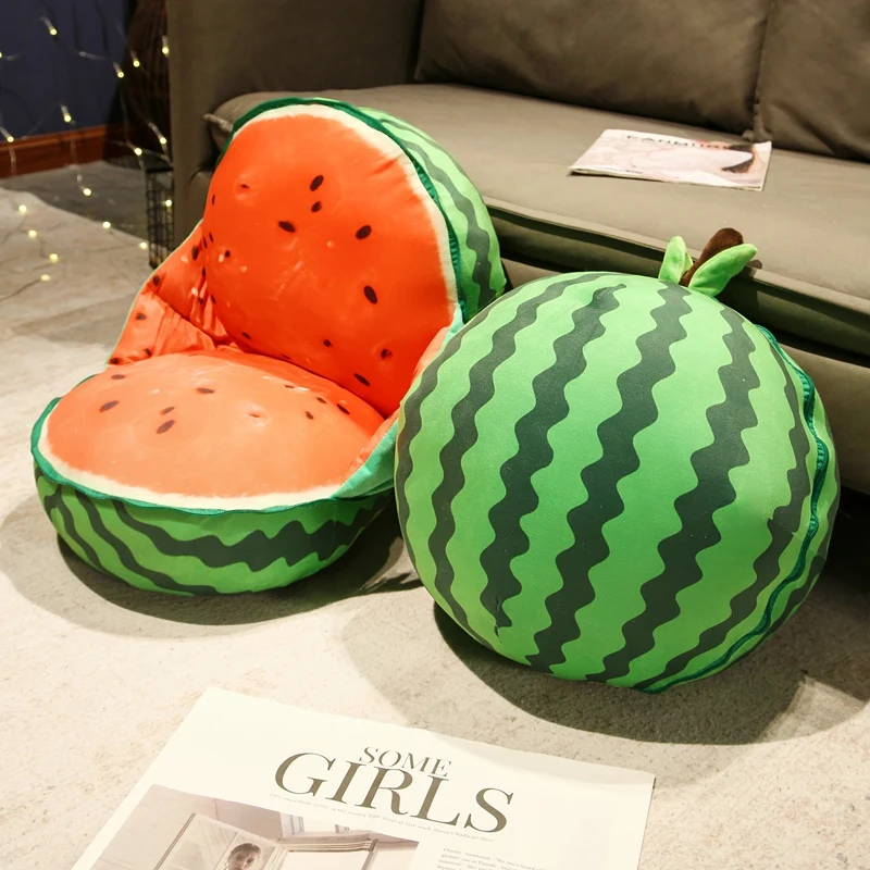 

40*60CM Simulation Watermelon Plush Pillow Stuffed Seat Cushion Plushie Sofa Indoor Mat Home Decor Winter Children Girls Gift