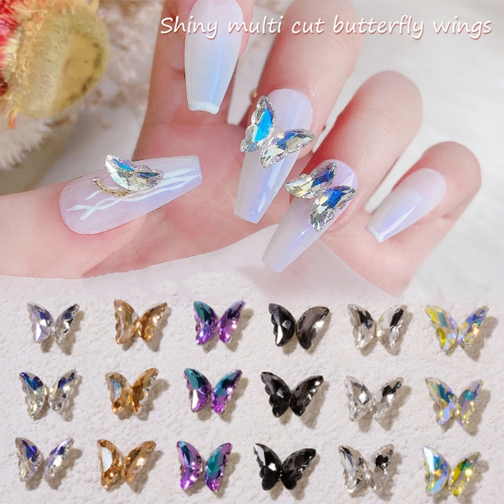 

1Set Nail Art Crystal Butterfly Wings Nail Jewelry Colorful Three-dimensional Decoration Nail Sticker Jewelry Accessories