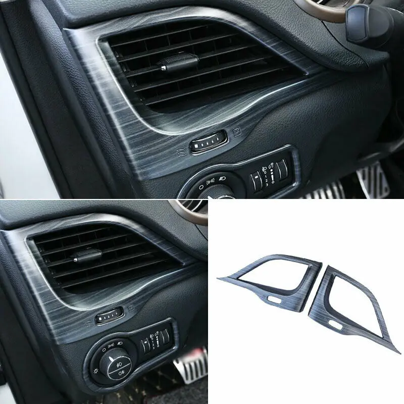 

Black Wood Grain L&R AC Air Outlet Vent Cover Trim 2PCS For Jeep Cherokee 14-20