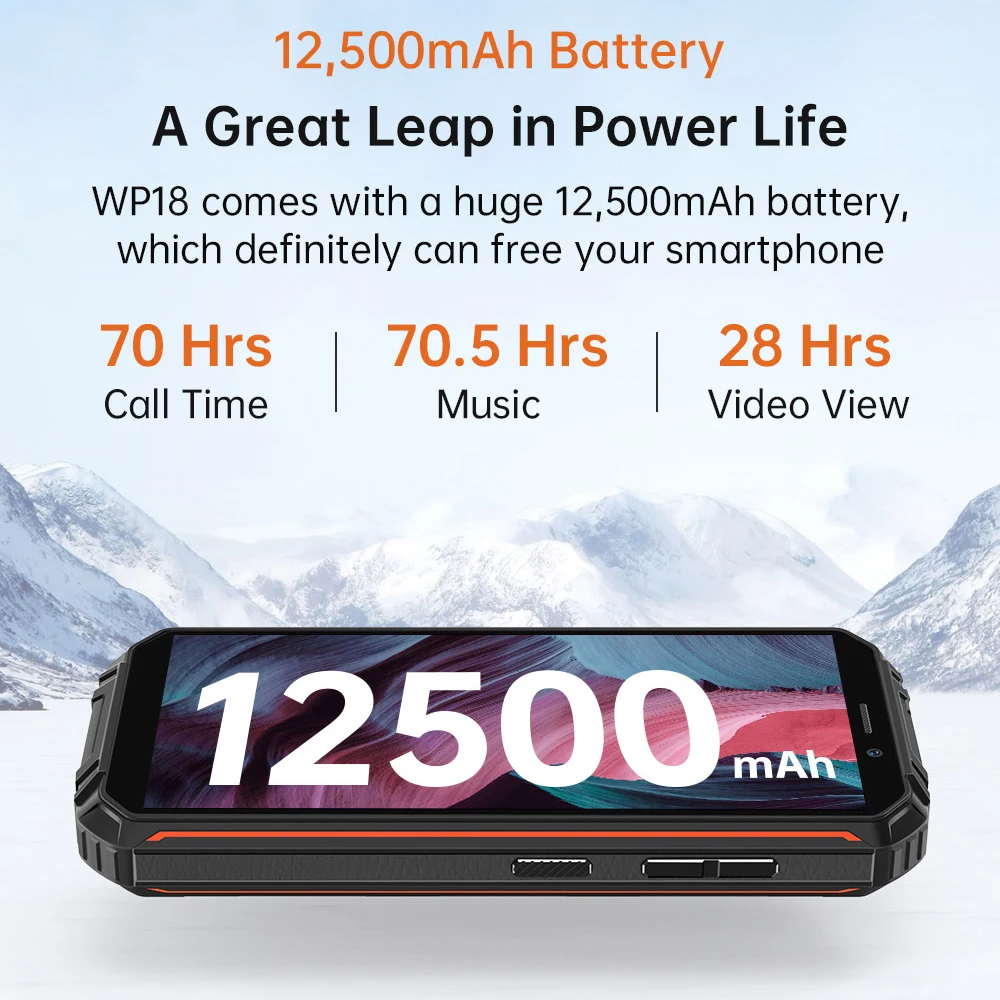 Tanie OUKITEL WP18 12500mAh Bateria Wytrzymały Smartfon 5.93 ''HD Czterordzeniowy Helio A22 4GB + 32GB Telefon Komórkowy Android 11 4G Telefon Komórkowy