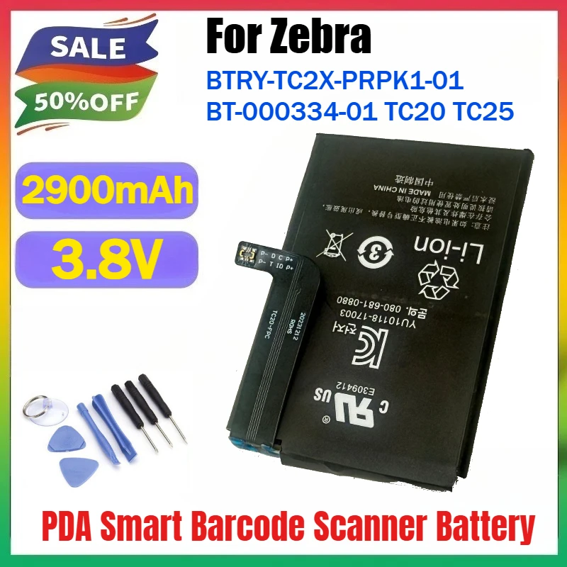 Фото Аккумуляторы 2900 мАч 3.85В BT-000334 для Zebra BTRY-TC2X-PRPK1-01 BT-000334-01 TC20 TC25 PDA, аккумулятор для смарт-сканера штрих-кодов №1