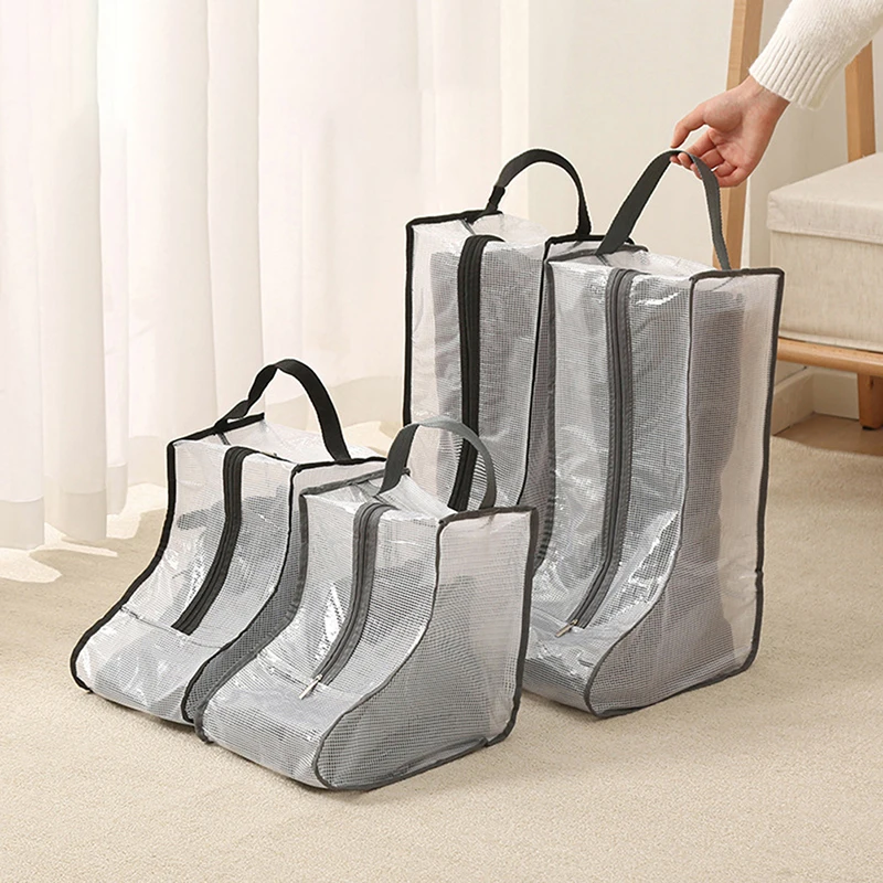 

Boot Storage Bag Waterproof Dustproof Transparent Shoes Protection Bag Zippered Portable Boots Pocket Household Travel Storage