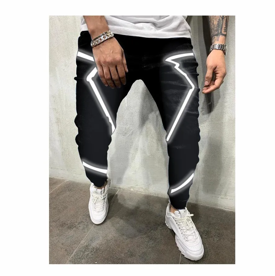 Denim trousers 2022 new spring, summer and autumn men's jeans personality reflective hip-hop fashion high street trousers loose