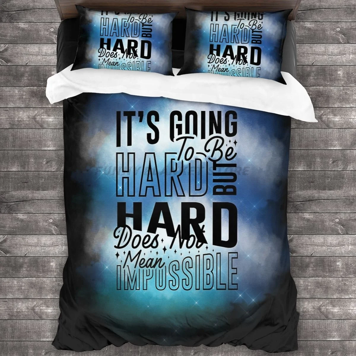 

Inspirational Quotes Its Going To Be Hard But Not Impossible. Bedding Set Duvet Cover Pillowcases Comforter Bedding Sets