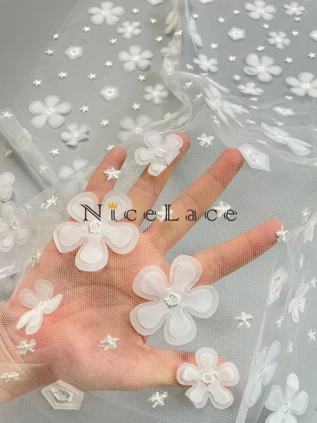 Nicelace низкая цена хорошее качество милая 3D Цветочная вышивка кружевная ткань