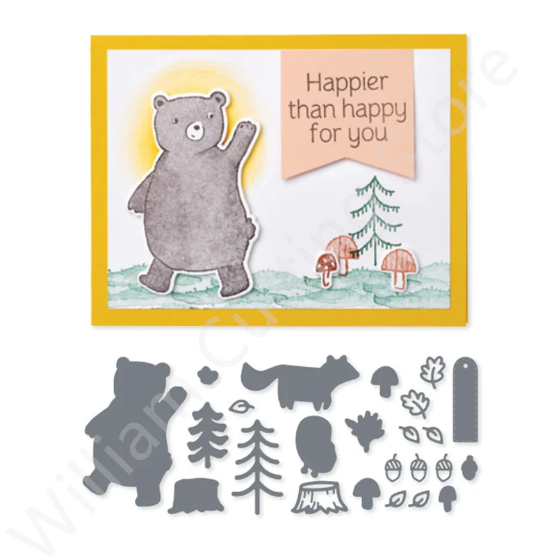 

Forest Clear Stamps and Metal Cutting Dies Diy Scrapbooking Embossed Seal Decoration Handmade Crafts Cutters 2022 New Arrival