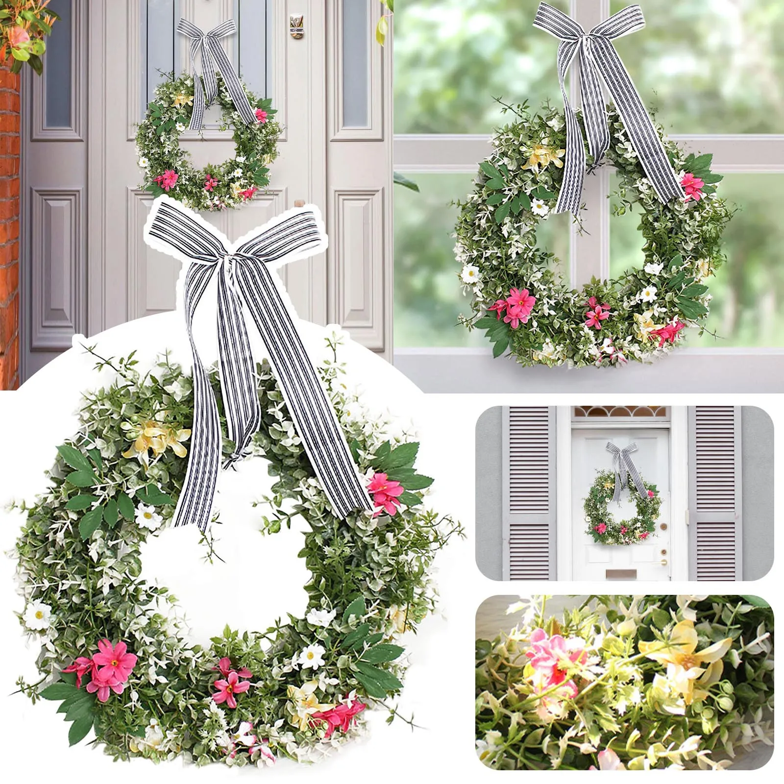 

Green Garland Garland Indoor Spring Bow Wild Season Decoration And Door Decorations Flower Summer Thanksgiving for Front Door