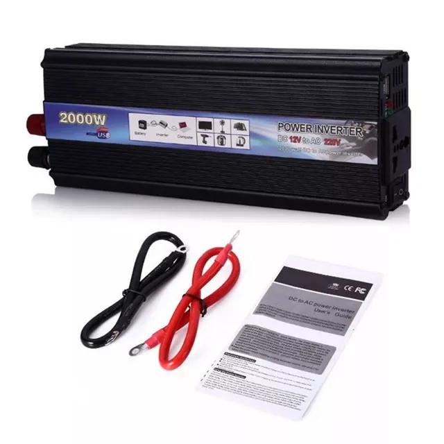 

Sale Car Power Inverter 1000W 2000W Watt DC 12V to AC 220V Vehicle Battery Converter Power Supply On-Board Charger Switch