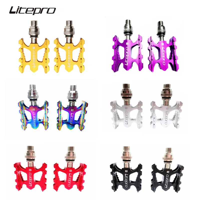 

Liteproelite MTB Bike QR Sealed Bearing Pedals Aluminum Alloy Quick Release Pedal 318g For Brompton Folding Bike