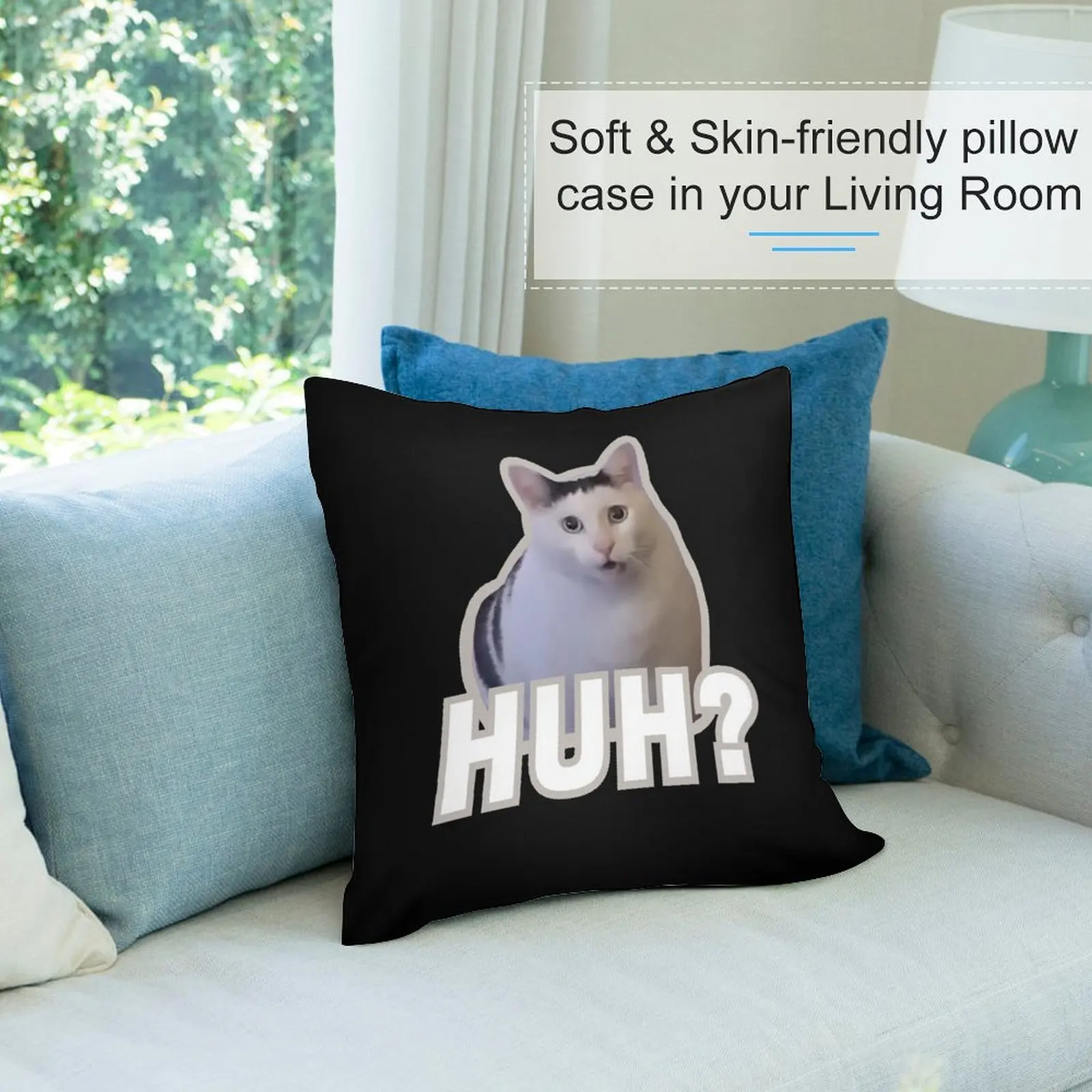 Ха кошачий мем ха? Диванная подушка в клетку диванная наволочка