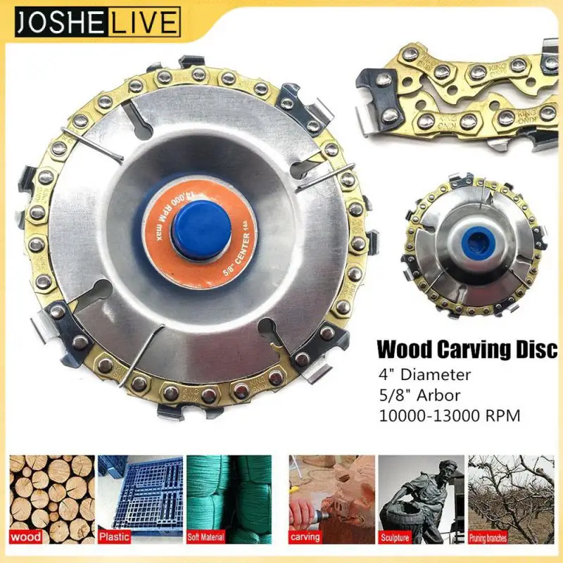 

4 Inch Wood Carving Disc Cut Chain 22 Tooth Grinder Disc Fine Chainsaw Set W/1 Chains For 100/115 Angle Grinder Wooking Tools