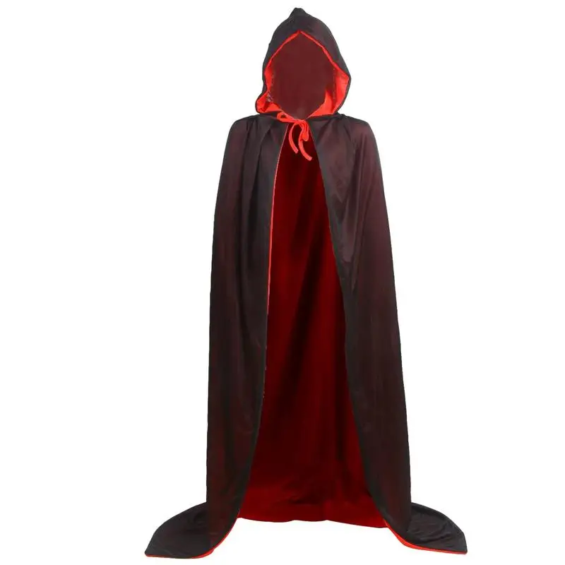 

Vampire Cape With Collar Black And Red Reversible Halloween Cloak Masquerade Party Cape Full-Length Black Cloak For Fancy Dress