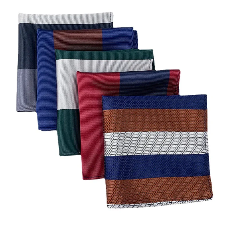 

Men's Pocket Square Formal Suits Dress Handkerchief High Quality Handmade Hankies Fashion Striped Square Towel for Men