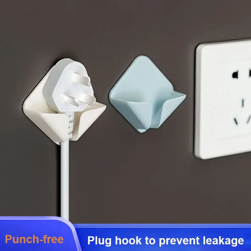 

2Pcs Wall Mounted Storage Hook Power Plug Socket Hanger Kitchen Non-marking Adhesive Hook Home Office Storage Racks Holder