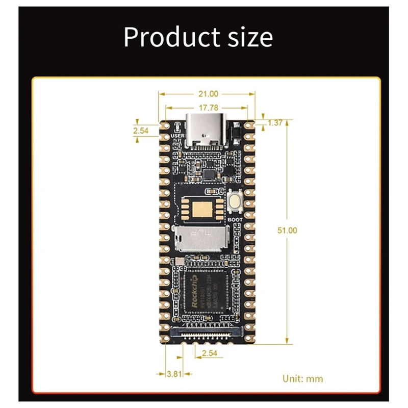 Для микросхемы Luckfox Pico RV1103 Linux интегрирующей процессоры ARM Cortex-A7/RISC-V MCU/NPU/ISP 64 МБ