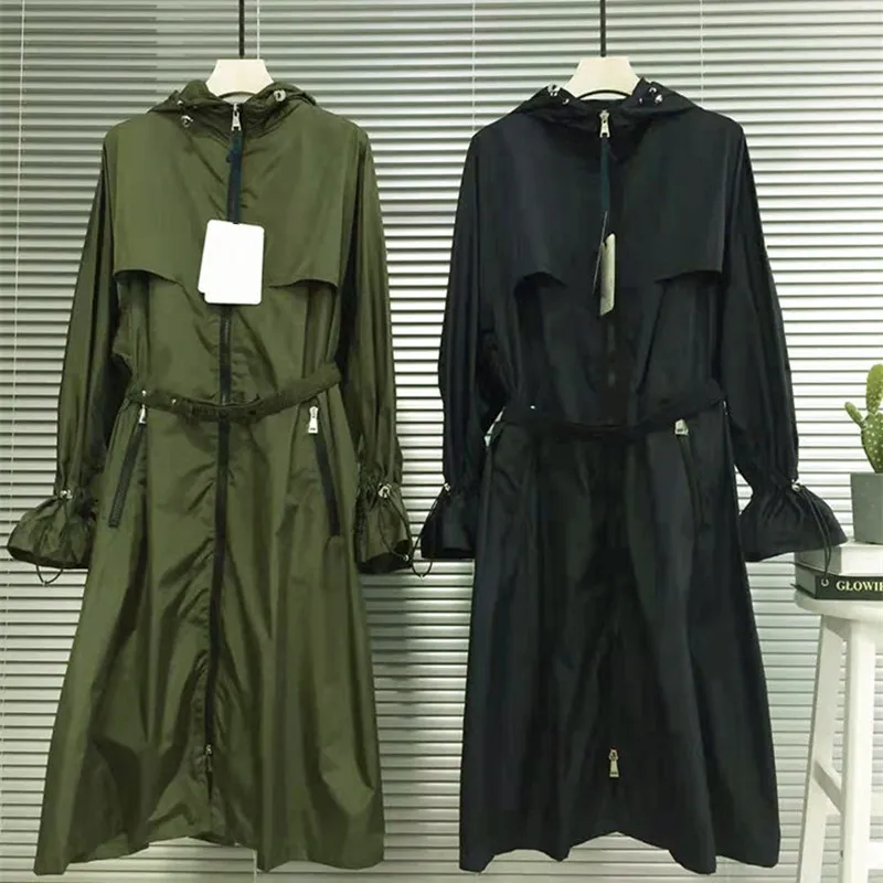 

Spring and Summer New Hooded Straight Trench Coat Women's Long Loose Size Joker Coat Zipper Womens Trench Coat Women Coats