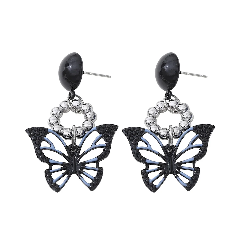 

New Arrivals Vintage Butterfly Shape Earrings For Women Black Ear Stud Korean Fashion Earring Girl Wholesale Charms