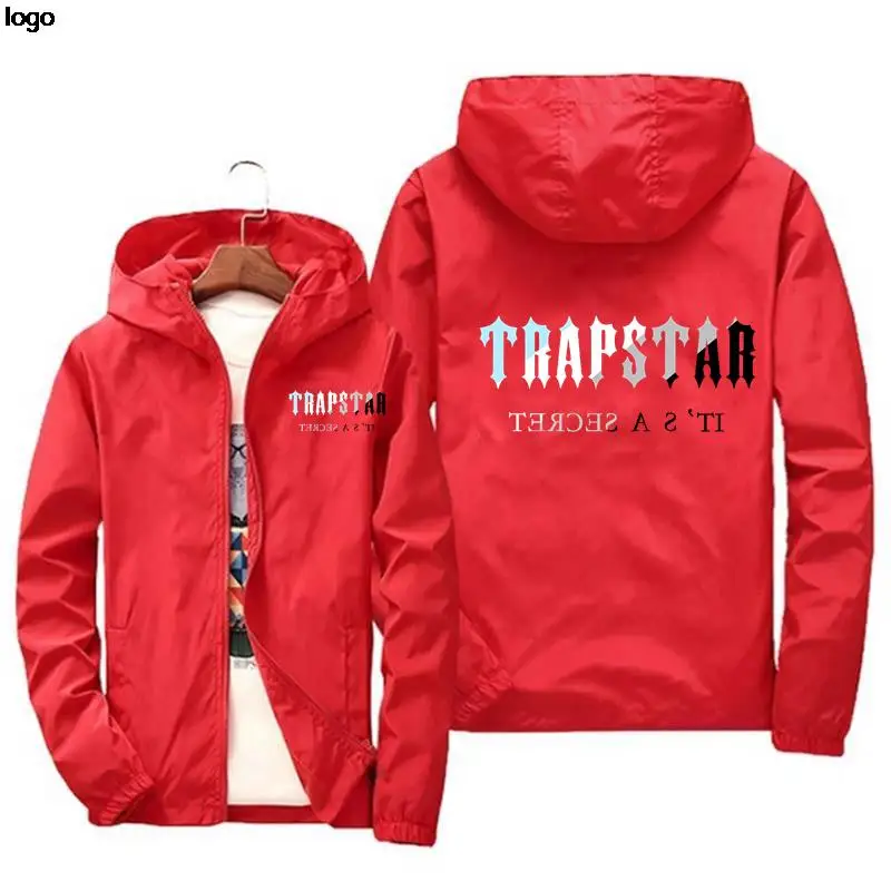 Trapstar-Hot Sale Men's Zipper Hooded Jacket Alphabet Print Casual Streetwear Slim Coat Golf Korean Fashion Spring/Fall New 2023